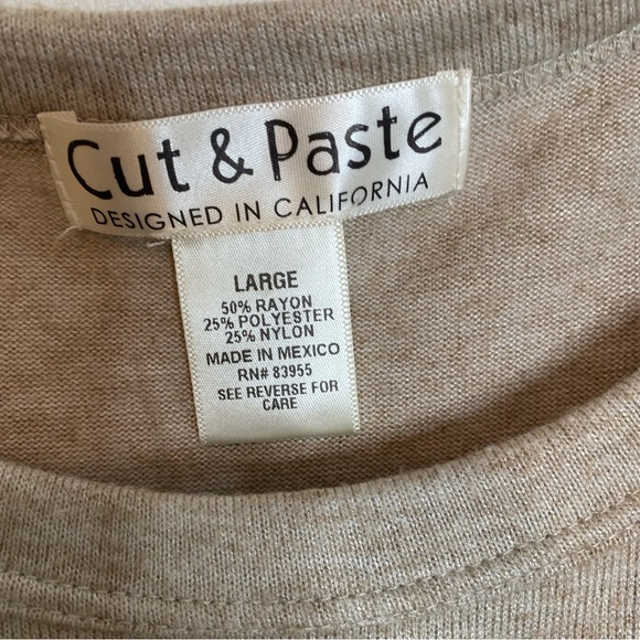 cut & paste Crew Neck Pullover Tan Sweater, Women’s Size Large - Picture 2 of 7